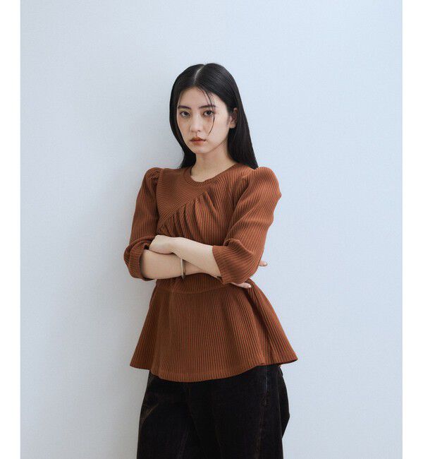 ADAM ET ROPE'「【WEB限定】ハーフスリーブペプラムカットソー」|Tシャツ・カットソー|