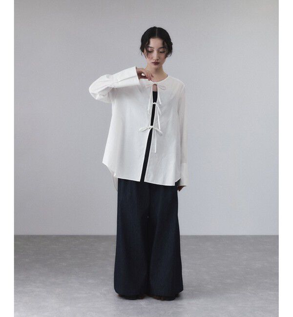 ADAM ET ROPE'「【サステナブル】リボンブラウス」|シャツ・ブラウス|