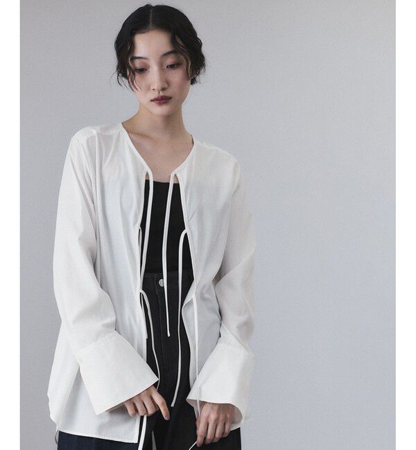 ADAM ET ROPE'「【サステナブル】リボンブラウス」|シャツ・ブラウス|