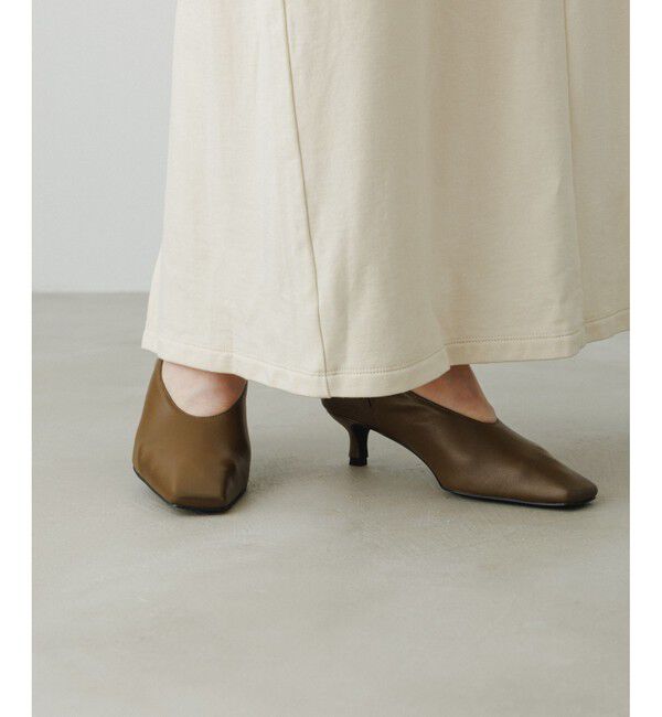 ADAM ET ROPE'「【EMOELLE】スクエアレザーパンプス」|パンプス|