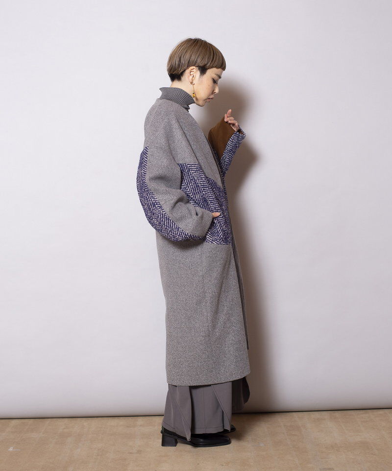  「切替コクーンコート」|ノーカラーコート|