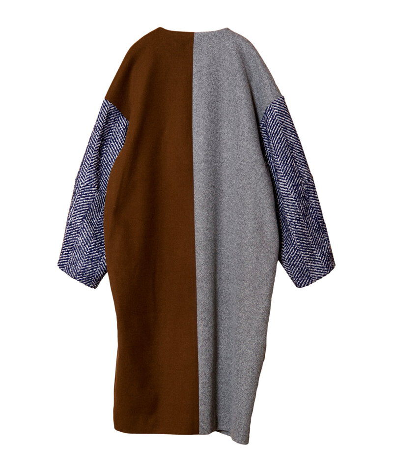  「切替コクーンコート」|ノーカラーコート|