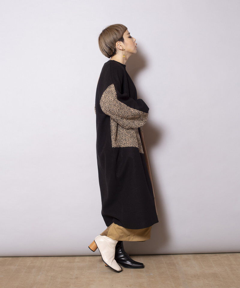  「切替コクーンコート」|ノーカラーコート|