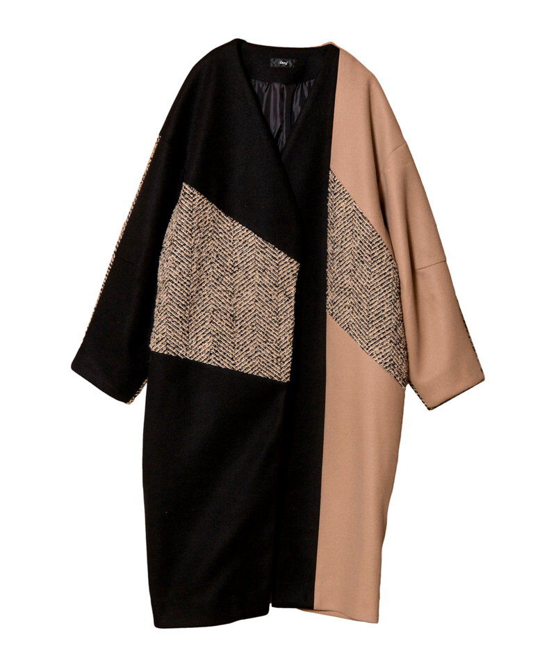  「切替コクーンコート」|ノーカラーコート|