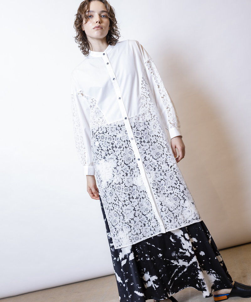  「レース切替ブラウス」|ワンピース|