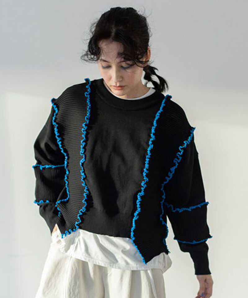  「2WAYメローステッチニットカーディガン」|ニット・セーター|BLACK