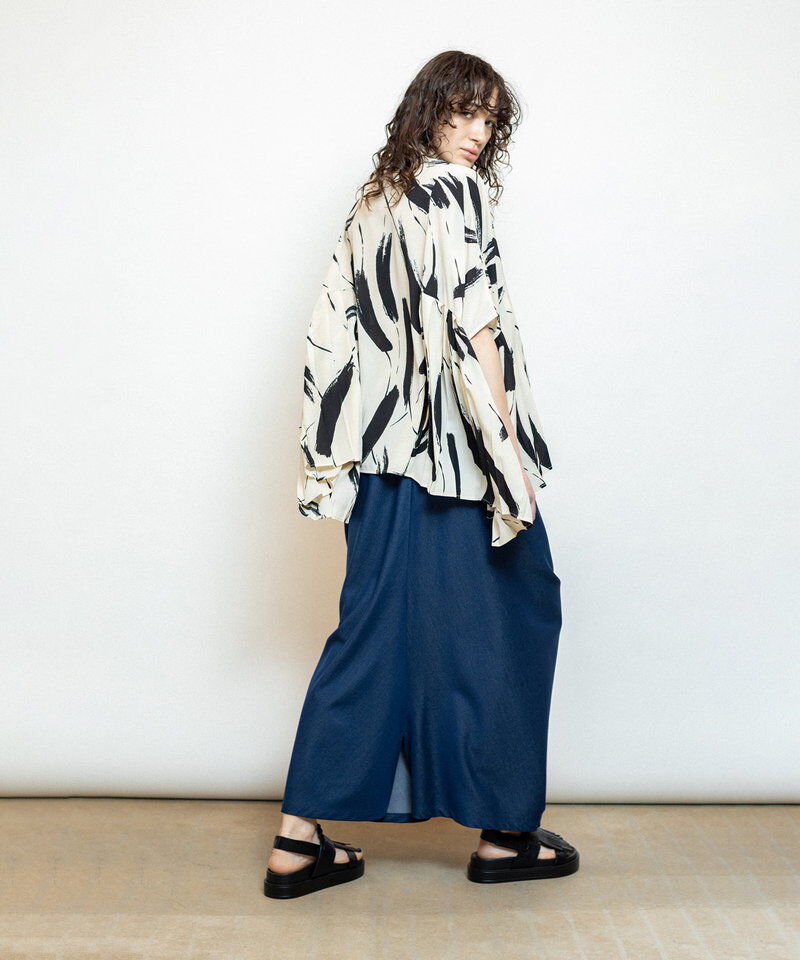  「サイドプリーツプリントブラウス」|シャツ・ブラウス|