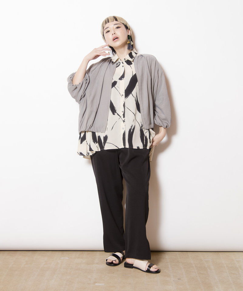  「サイドプリーツプリントブラウス」|シャツ・ブラウス|