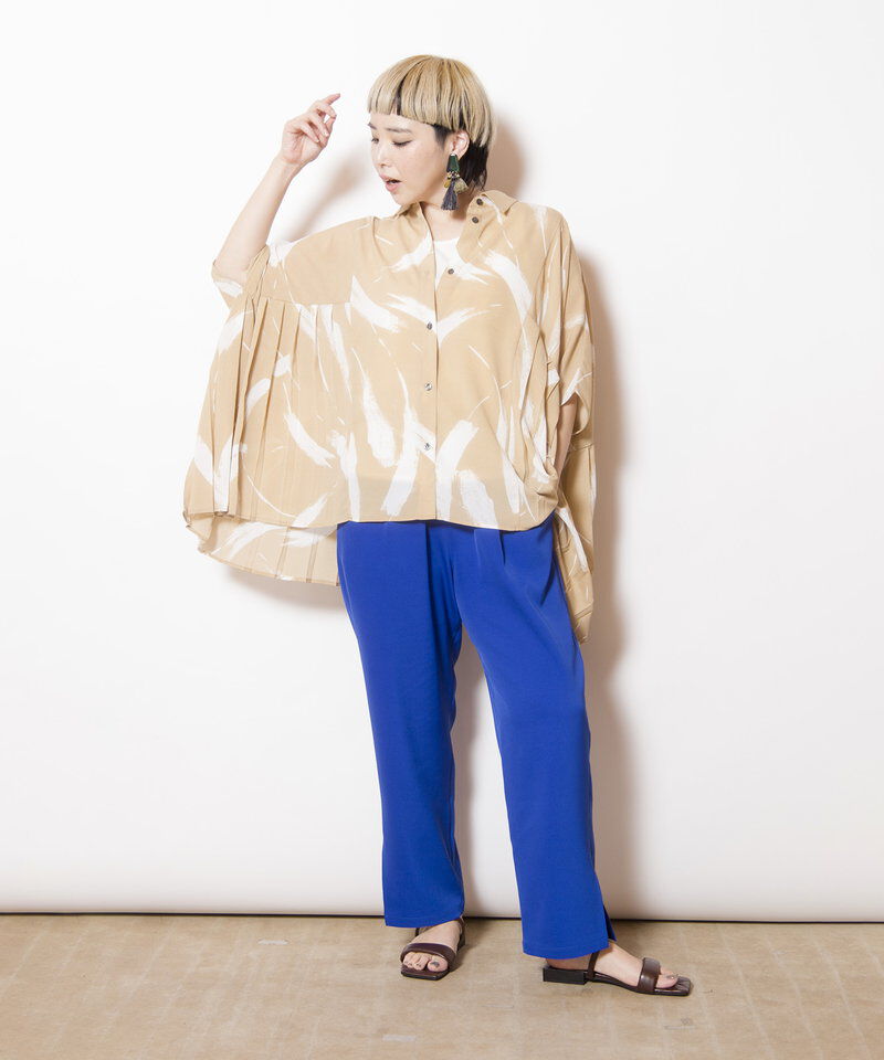  「サイドプリーツプリントブラウス」|シャツ・ブラウス|