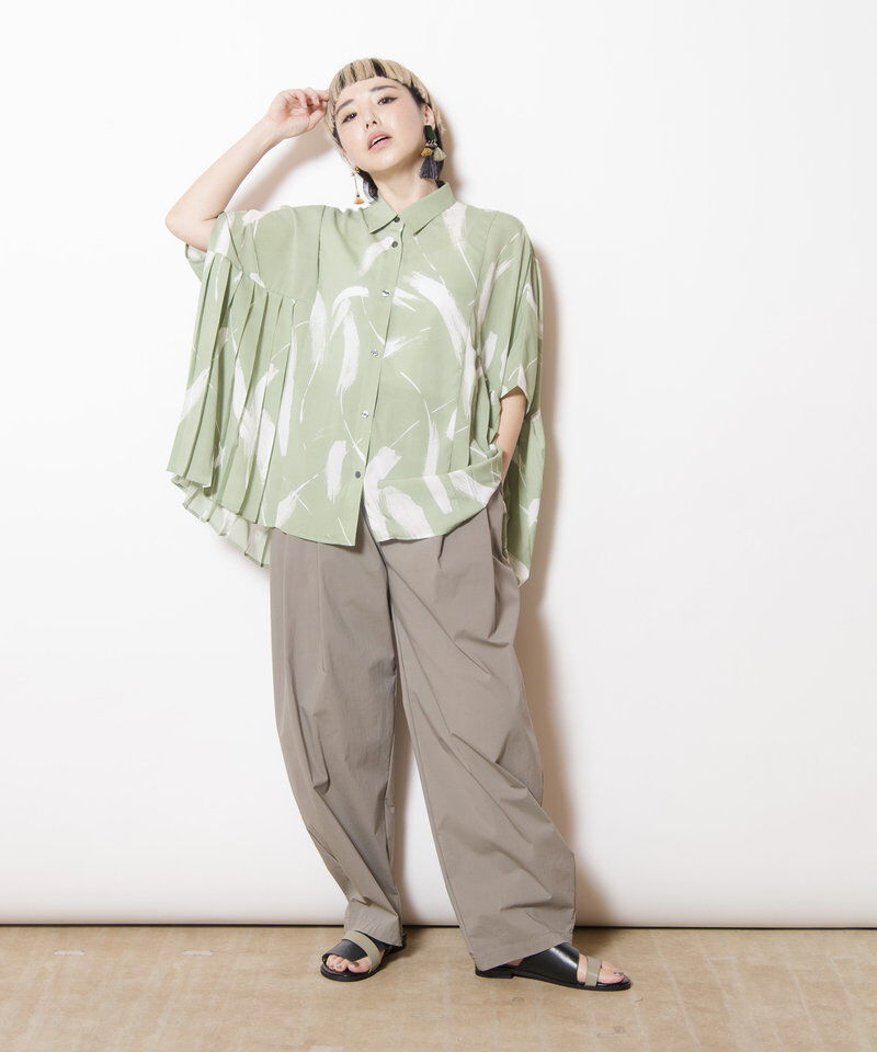  「サイドプリーツプリントブラウス」|シャツ・ブラウス|