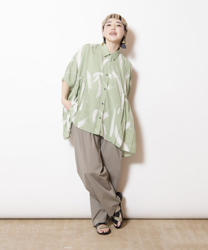  「サイドプリーツプリントブラウス」|シャツ・ブラウス|