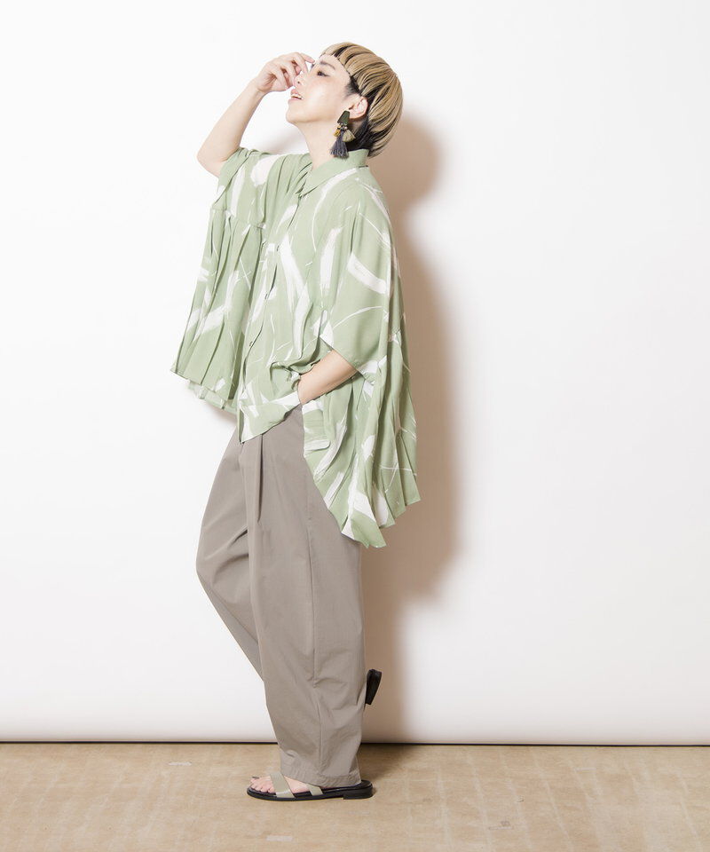  「サイドプリーツプリントブラウス」|シャツ・ブラウス|