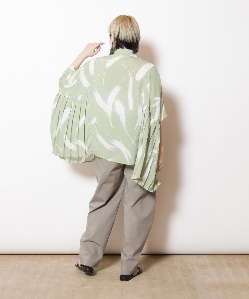  「サイドプリーツプリントブラウス」|シャツ・ブラウス|