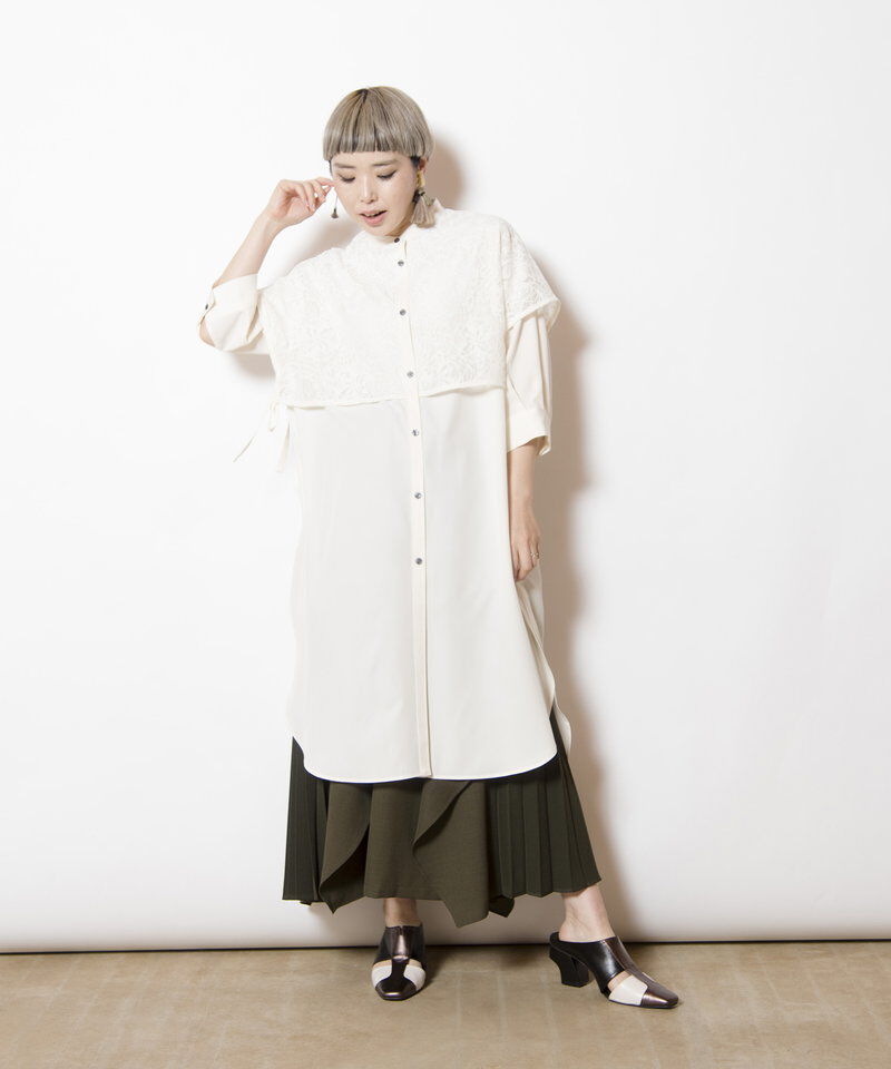  「レースレイヤードロングシャツ」|シャツ・ブラウス|