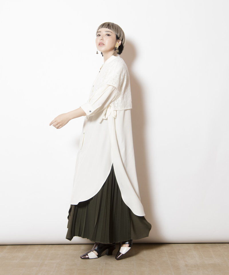  「レースレイヤードロングシャツ」|シャツ・ブラウス|