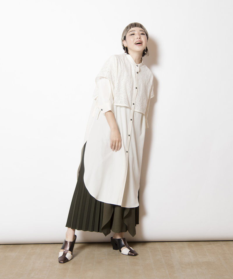  「レースレイヤードロングシャツ」|シャツ・ブラウス|