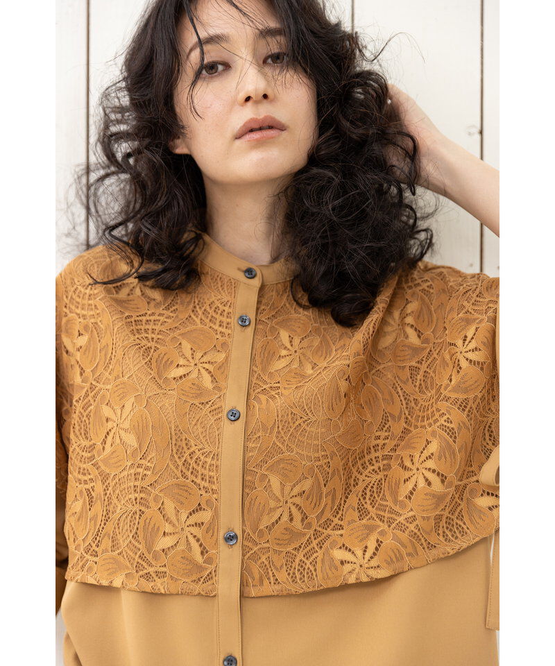  「レースレイヤードロングシャツ」|シャツ・ブラウス|