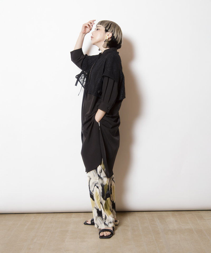  「レースレイヤードロングシャツ」|シャツ・ブラウス|