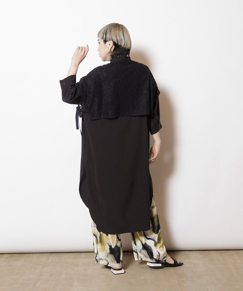  「レースレイヤードロングシャツ」|シャツ・ブラウス|