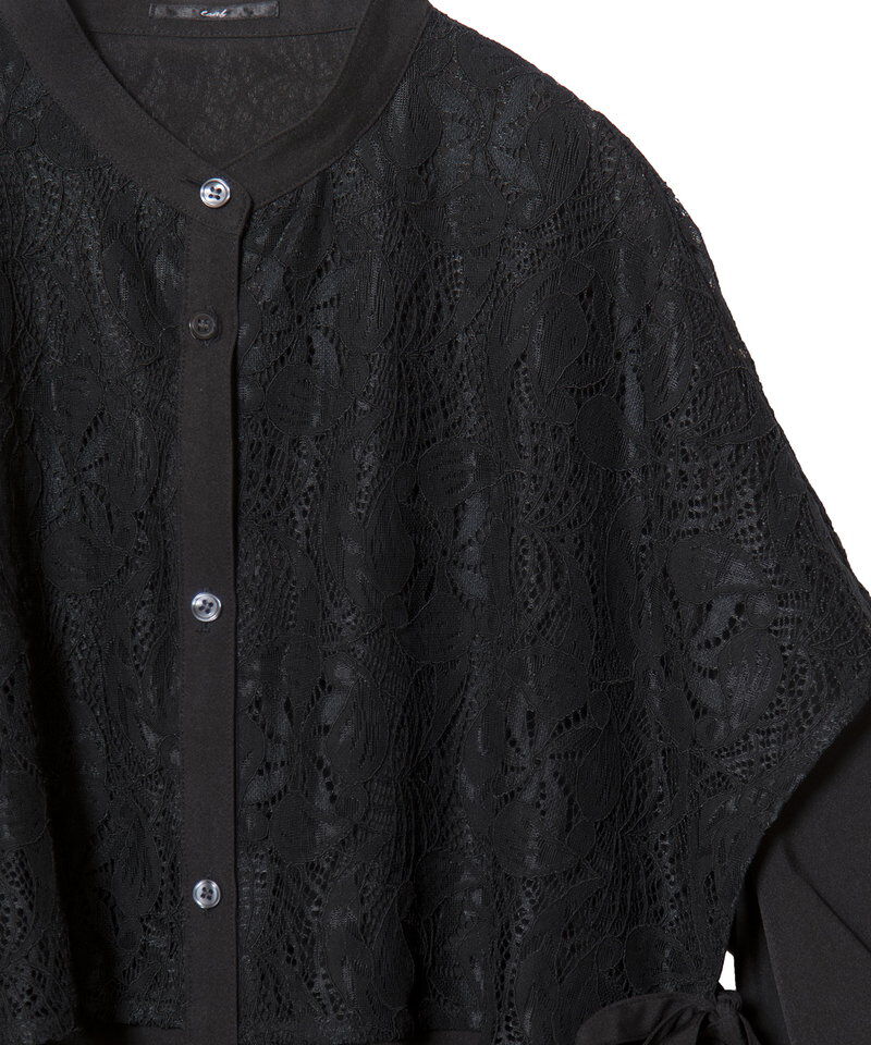  「レースレイヤードロングシャツ」|シャツ・ブラウス|