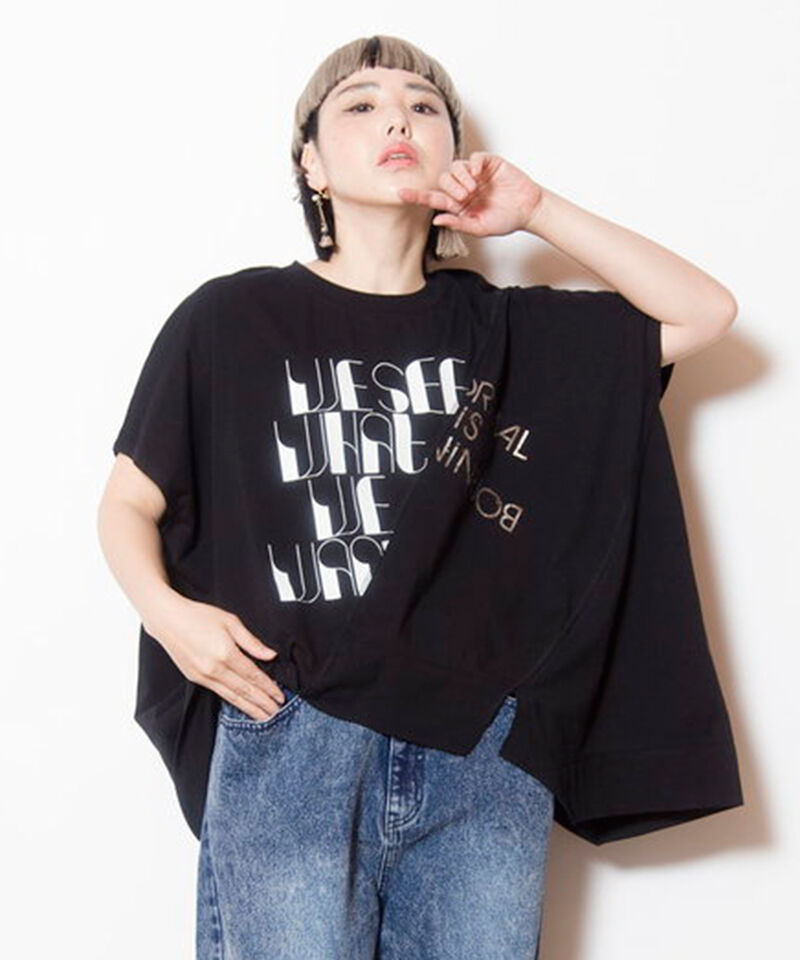  「切替プリントプルオーバー」|Tシャツ・カットソー|BLACK