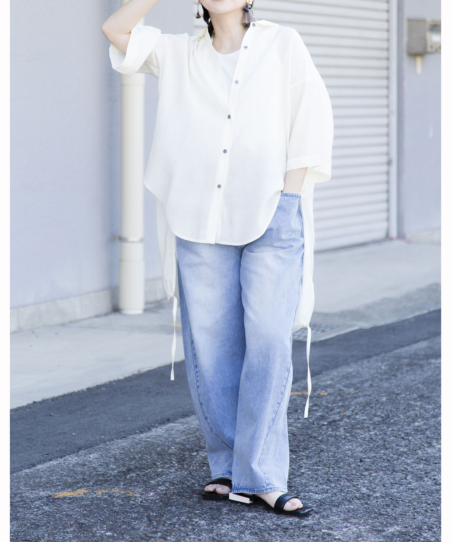  「【WEB限定アイテム】ﾊﾞｯｸﾛﾝｸﾞｷﾞｬｻﾞｰﾌﾞﾗｳｽ」|シャツ・ブラウス|