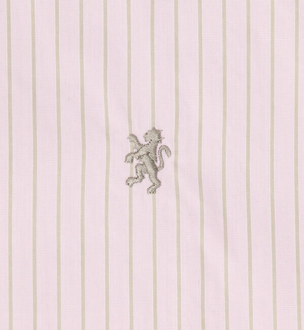 GYMPHLEX「Gymphlex | コットンストライプ ショートボタンダウン長袖シャツ PINK WOMEN」|シャツ・ブラウス|