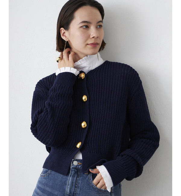  「【Drawing Numbers】ビッグ釦クルーネックカーディガン」|ニット・セーター|