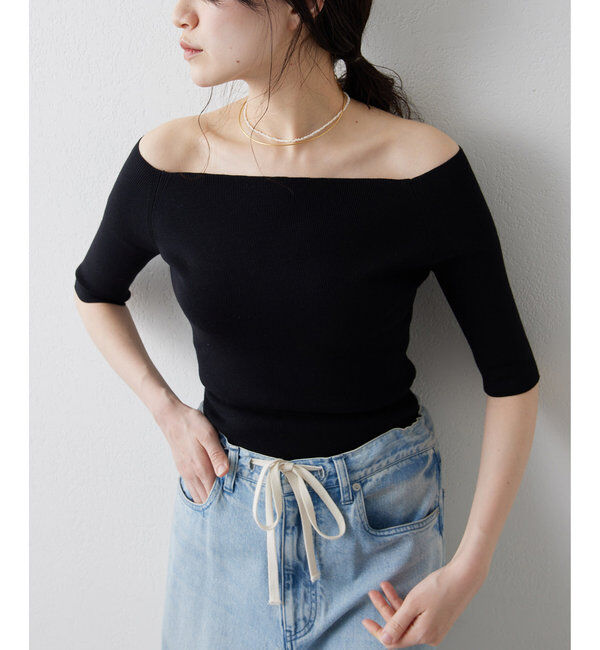 THE PAUSE「【THE PAUSE】オフショルハーフスリーブプルオーバー」|ニット・セーター|