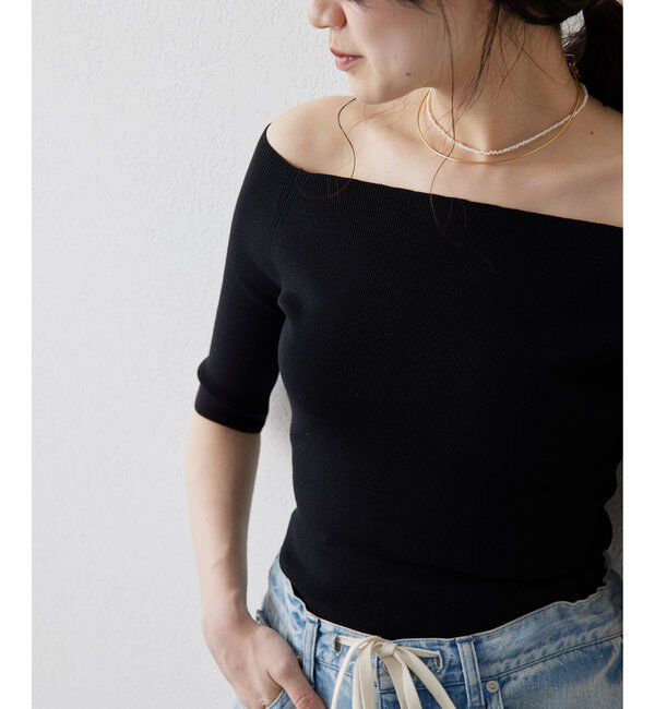 THE PAUSE「【THE PAUSE】オフショルハーフスリーブプルオーバー」|ニット・セーター|