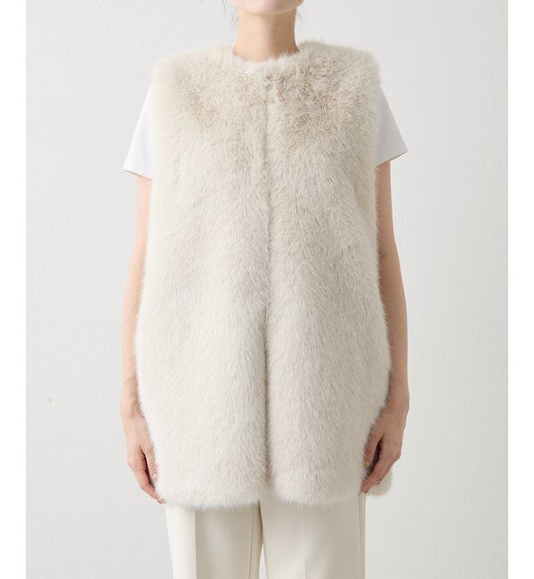 THE PAUSE「【THE PAUSE】フェイクファークルーネックジレ」|ベスト・ジレ|