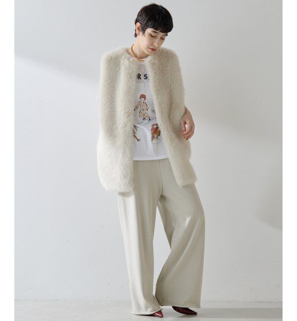 THE PAUSE「【THE PAUSE】フェイクファークルーネックジレ」|ベスト・ジレ|