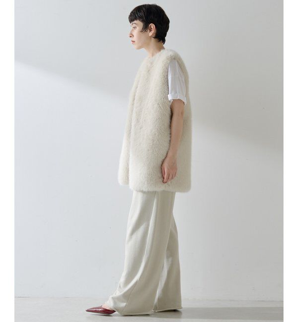 THE PAUSE「【THE PAUSE】フェイクファークルーネックジレ」|ベスト・ジレ|