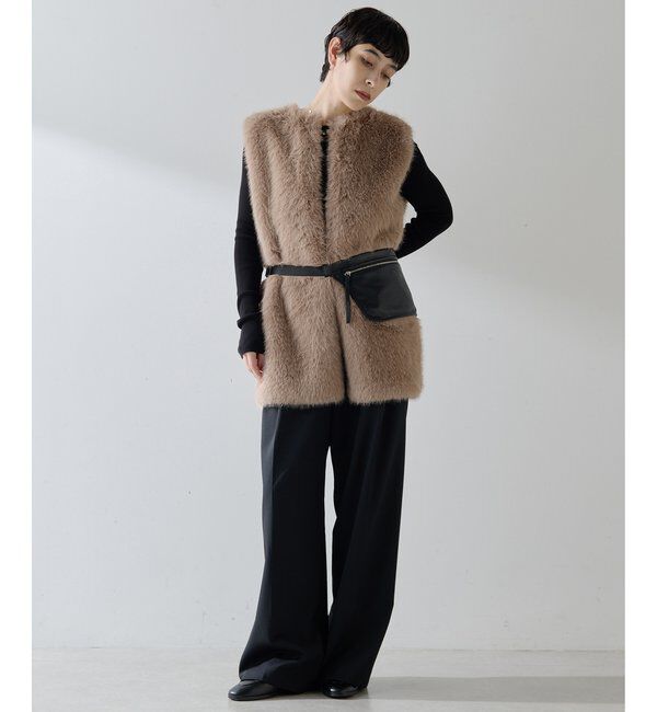 THE PAUSE「【THE PAUSE】フェイクファークルーネックジレ」|ベスト・ジレ|