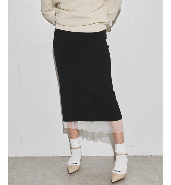 GEMINI「【GEMINI】ニットレイヤードスカート」|スカート|ブラック