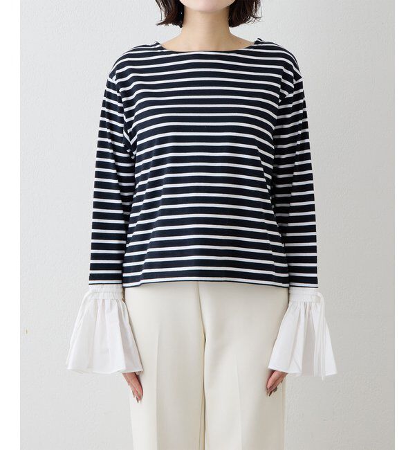  「【THE PAUSE】フレアカフスボーダープルオーバー」|Tシャツ・カットソー|