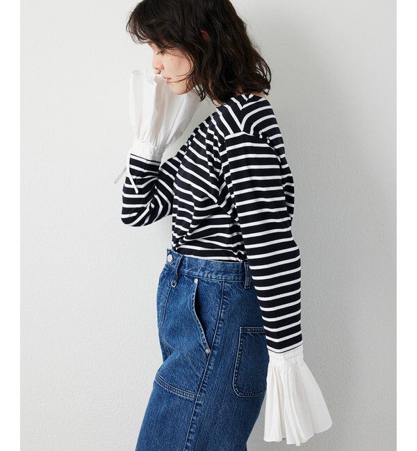  「【THE PAUSE】フレアカフスボーダープルオーバー」|Tシャツ・カットソー|