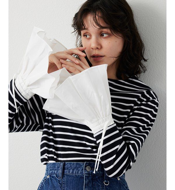  「【THE PAUSE】フレアカフスボーダープルオーバー」|Tシャツ・カットソー|