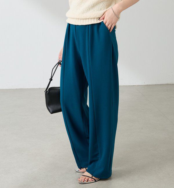  「フロントジップカットジョーゼットパンツ」|チノ|グリーン