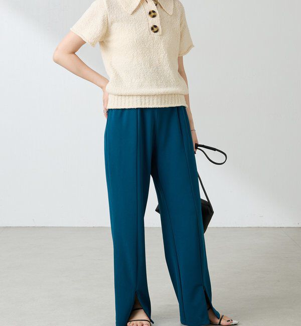  「フロントジップカットジョーゼットパンツ」|チノ|