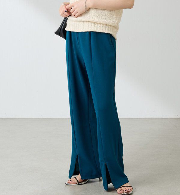  「フロントジップカットジョーゼットパンツ」|チノ|