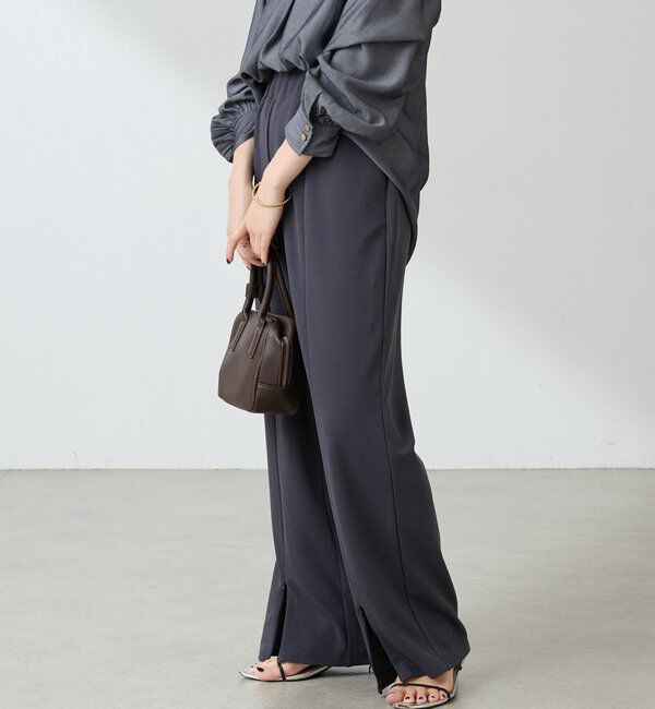  「フロントジップカットジョーゼットパンツ」|チノ|