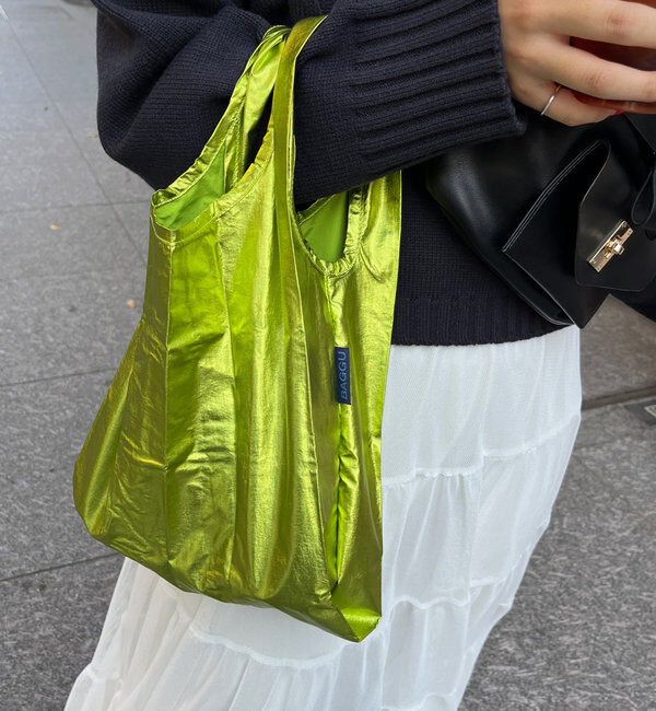  「【BAGGU/バグゥ】23HO BABY BAGGU メタリック」|トートバッグ|ライムグリーン