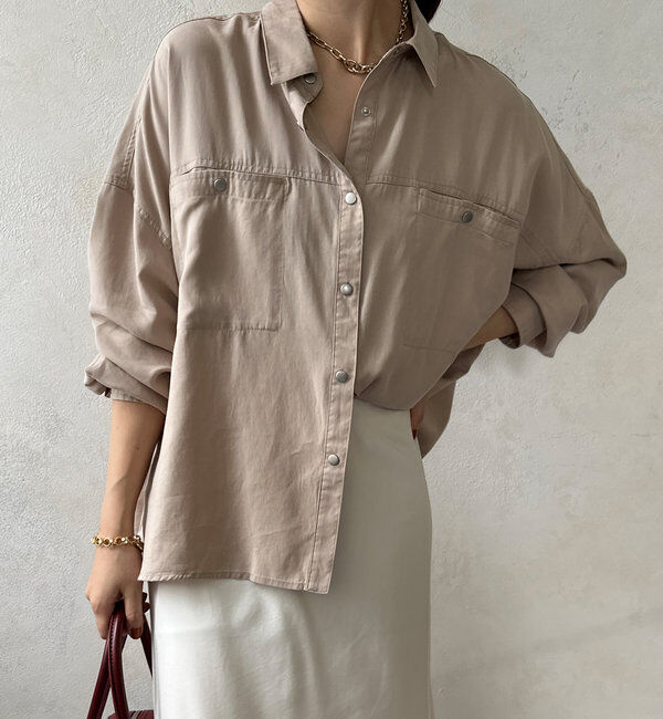  「テンセルワイドシャツ」|シャツ・ブラウス|ベージュ