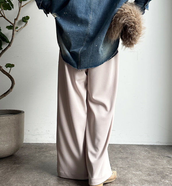  「ボンディングジョーゼットタックワイドパンツ」|チノ|