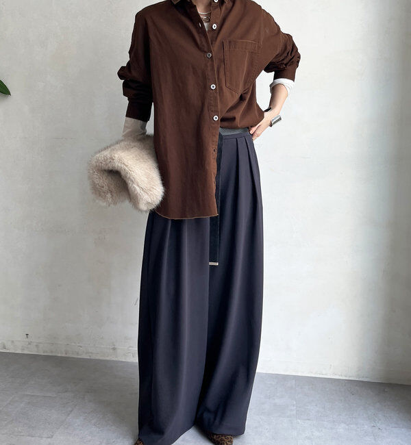  「ボンディングジョーゼットタックワイドパンツ」|チノ|