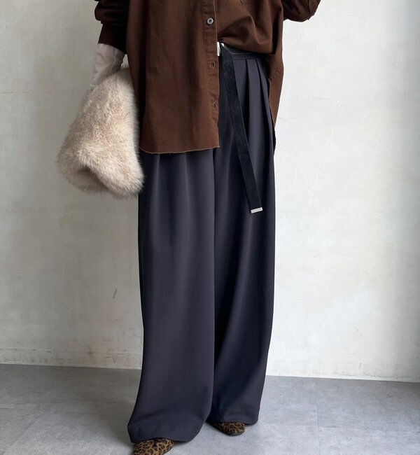  「ボンディングジョーゼットタックワイドパンツ」|チノ|