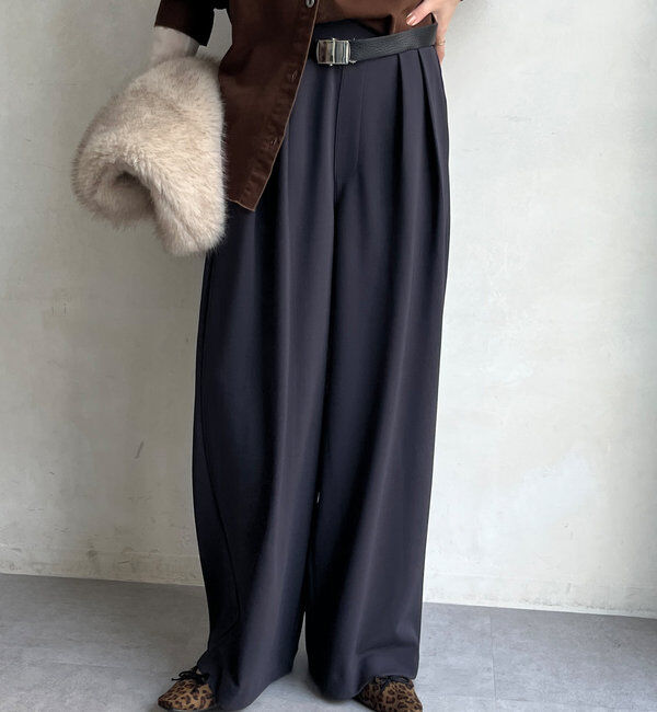  「ボンディングジョーゼットタックワイドパンツ」|チノ|