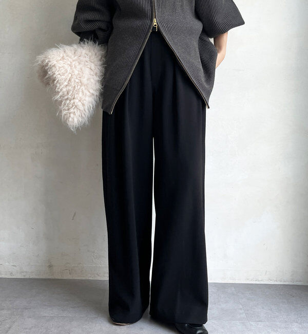  「ボンディングジョーゼットタックワイドパンツ」|チノ|