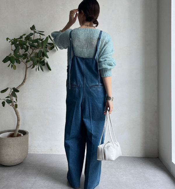  「細紐デニムフロントジップサロペット」|ワンピース|